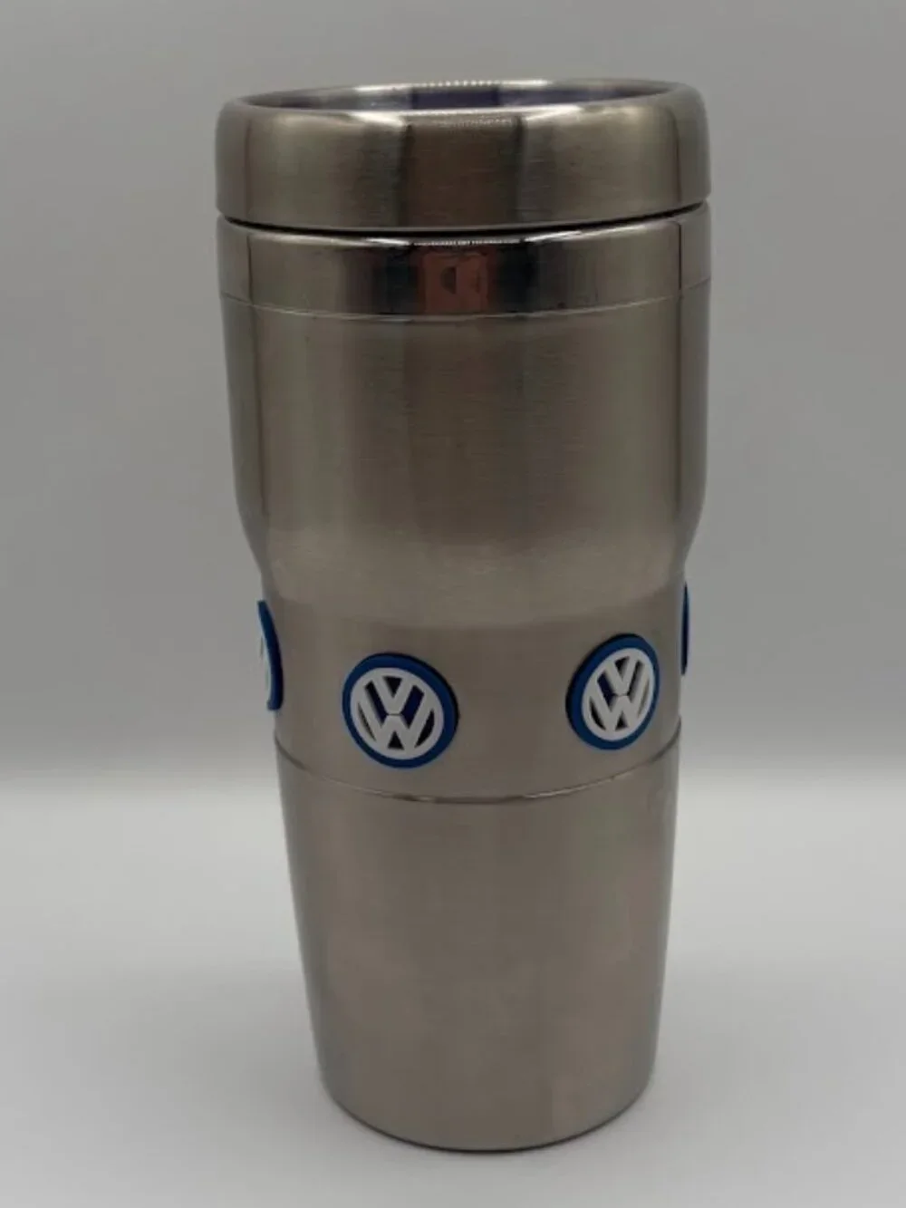 Official Volkswagen Stainless Steel Double-Wall Travel Mug with Blue Rubber Logo